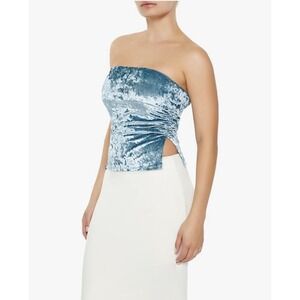 NWT Sz Medium Women's Blue Split-Hem Velvet Tube Top Formal Casual Party Prom